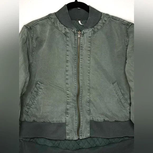 YFB Colton Reversible Cotton Quilted Bomber Jacket Army Green Outdoor Winter - Picture 4 of 13